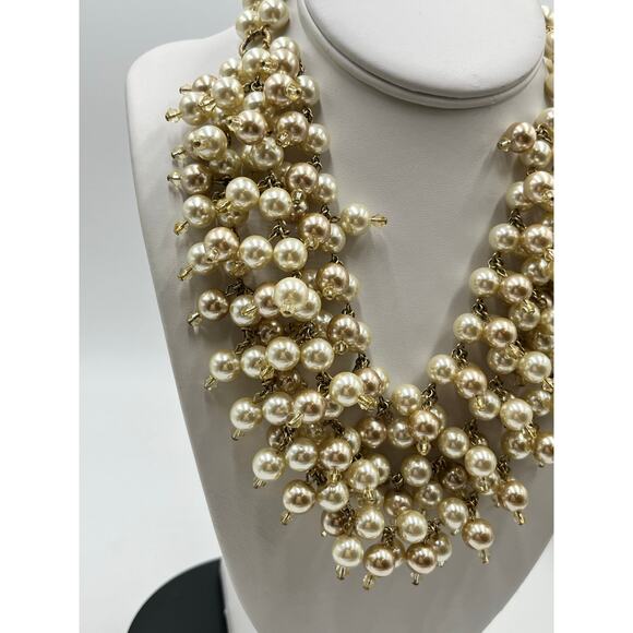 Stella and Dot Sophia MultiStrand Cluster Ivory Faux Pearl Bib Necklace - Picture 2 of 9